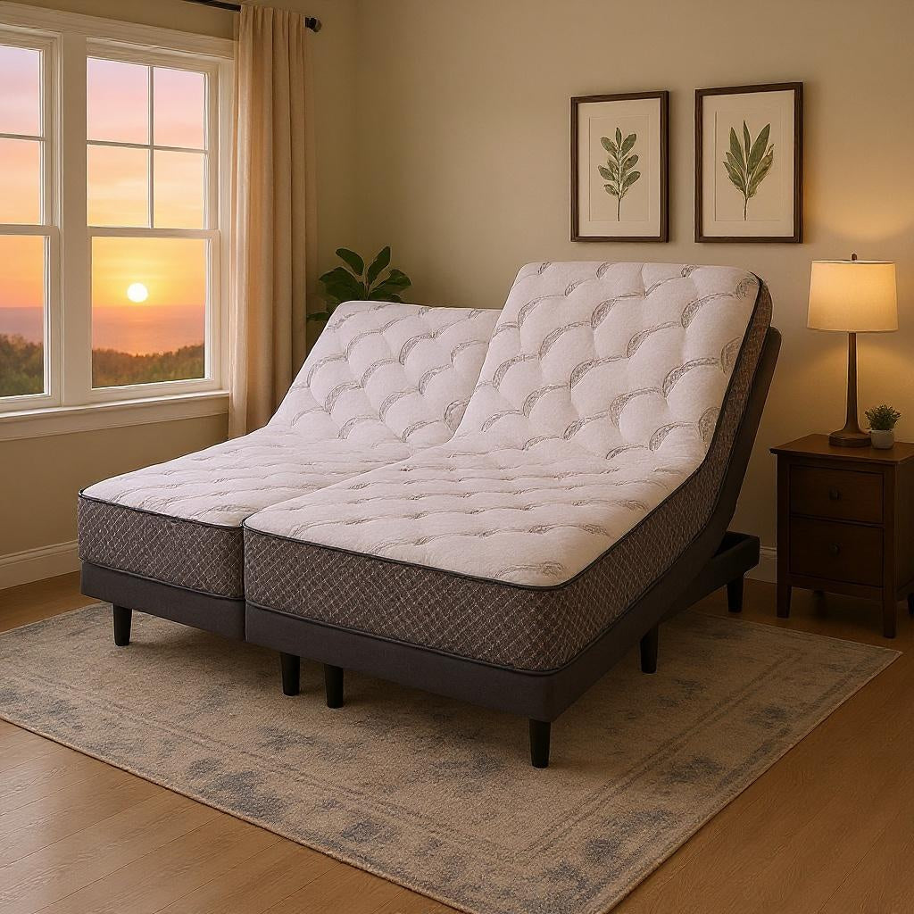 split queen bed frame with hybrid mattress bundle