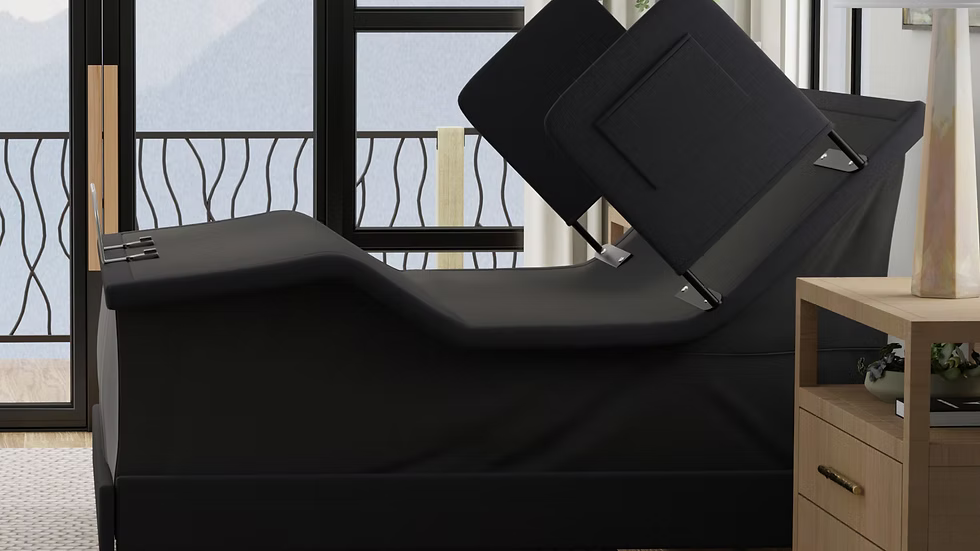 Senior-friendly home care hi-low adjustable bed with head elevation in modern bedroom setting