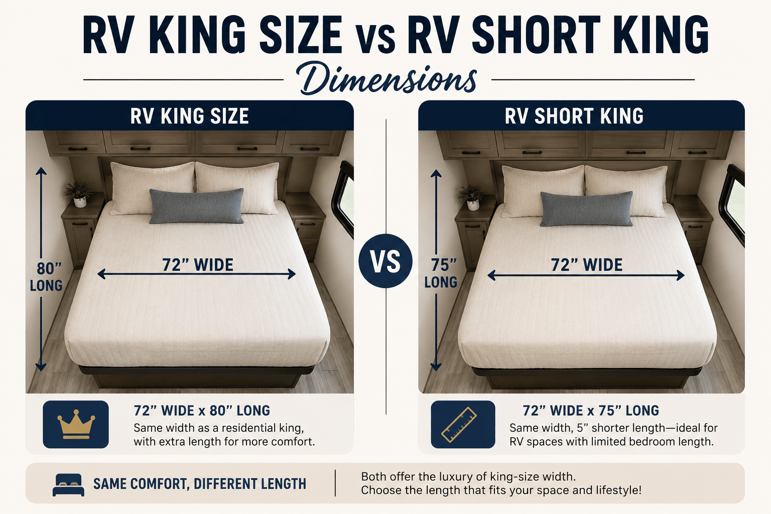 RV King Size vs RV Short King Dimensions: The Complete Comparison - Beverly Hills Bed