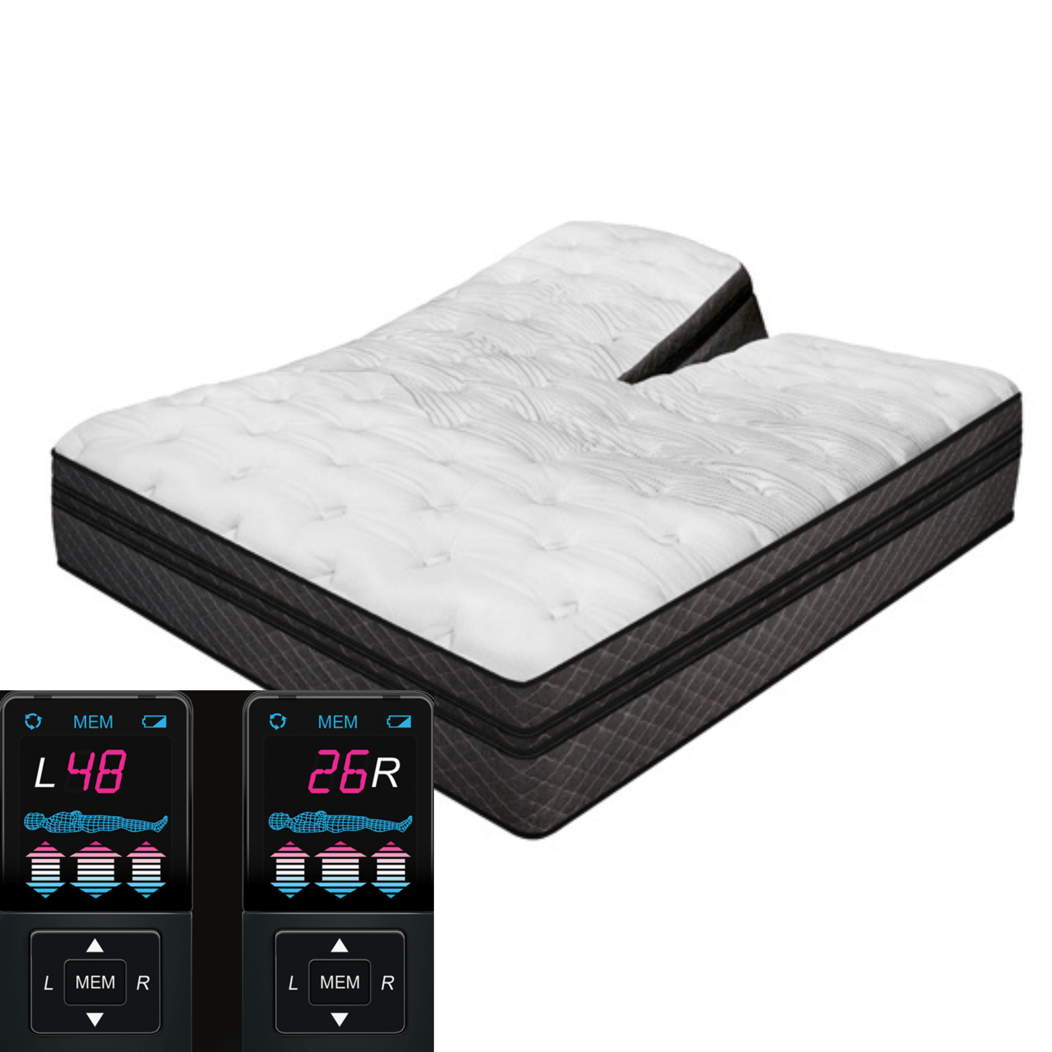 Split Head Flex Top 10" Air Adjustable Mattress (Adjustable firmness) - Beverly Hills Bed