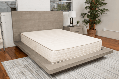 Latex queen 13" mattress on bedframe
