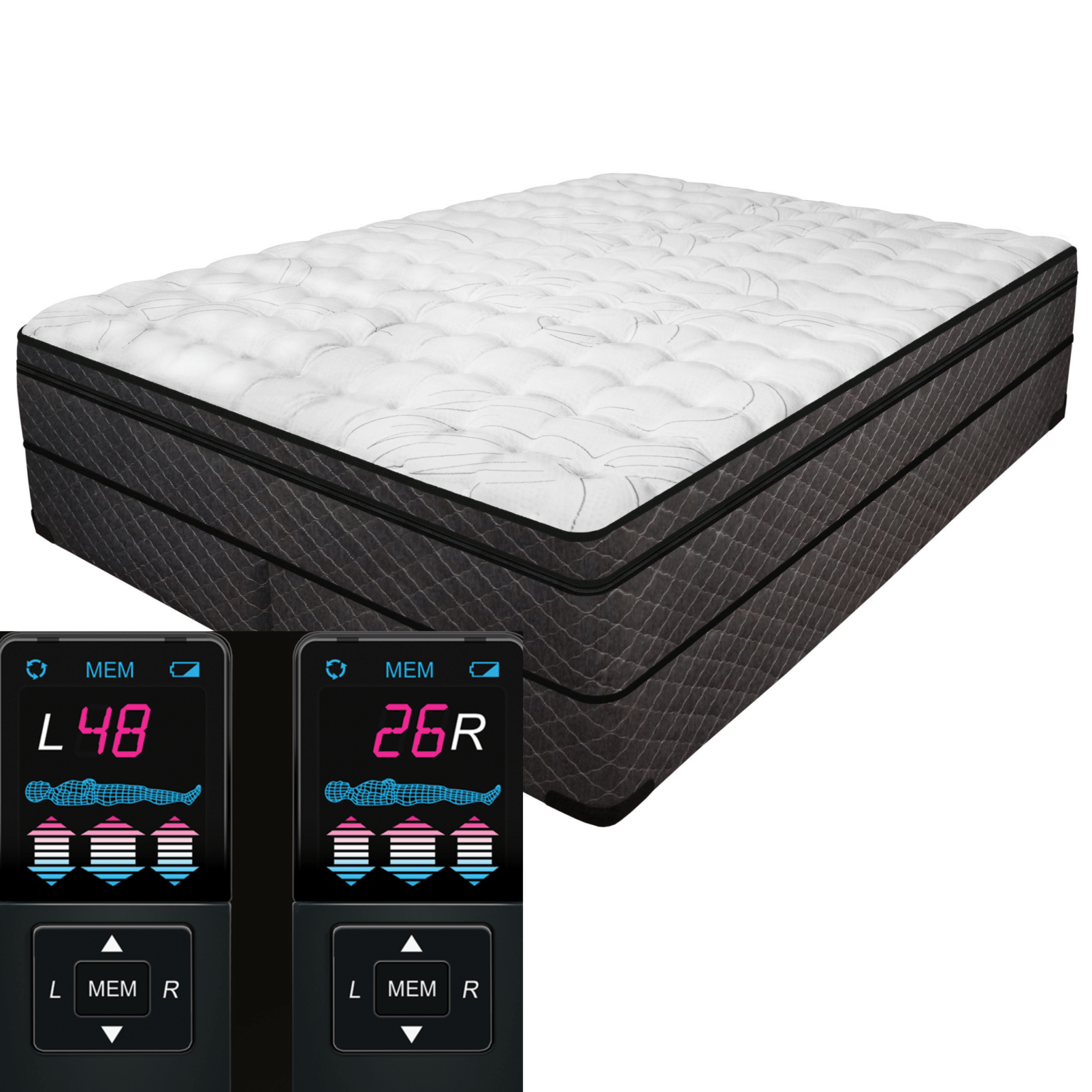 12" Air Adjustable Firmness Mattress 3" Pillow Top (dual controls) - Beverly Hills Bed