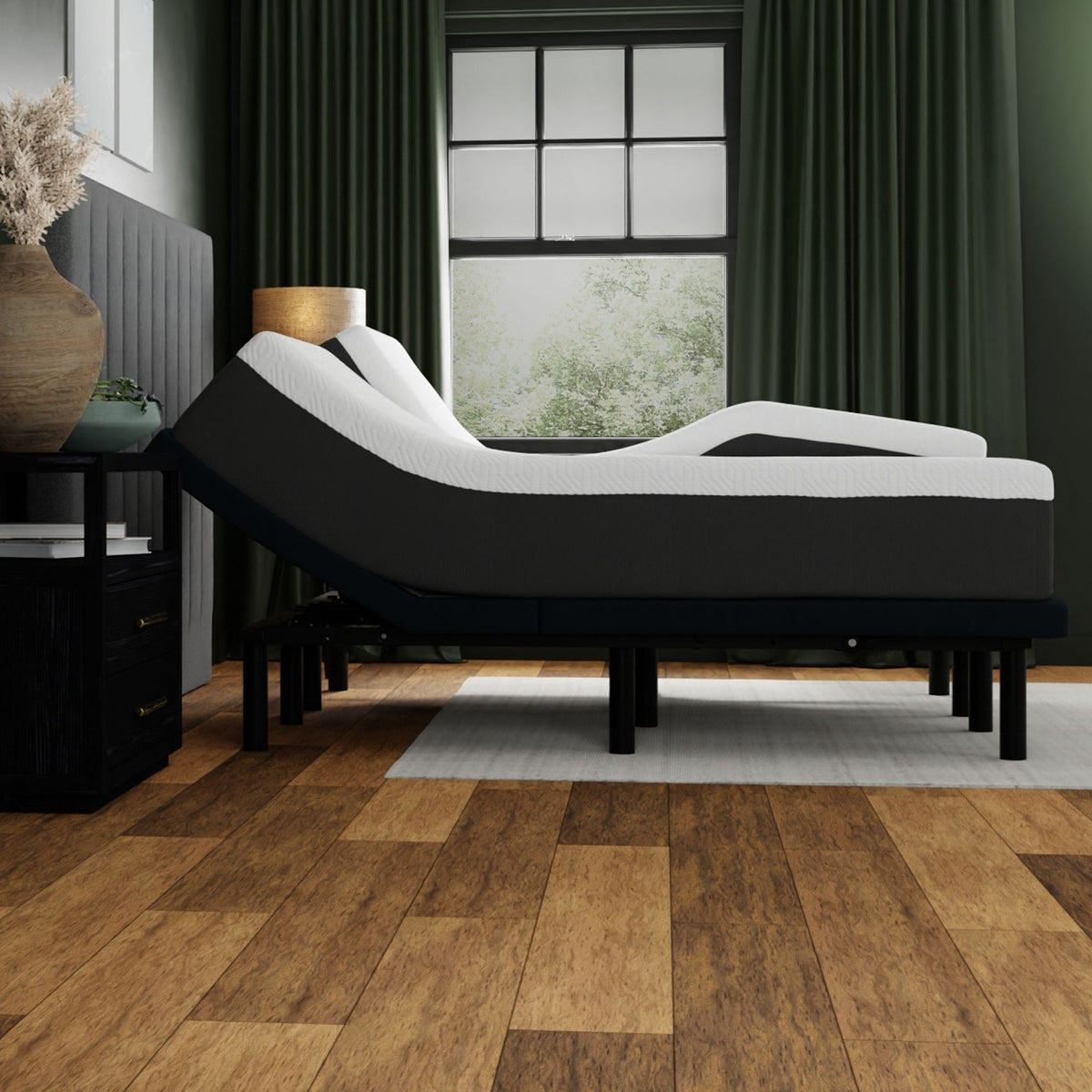 split king adjustable bed with memory foam mattresses 