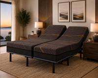 split adjustable bed 13" memory foam mattresses, on dual split adjustable bed frame
