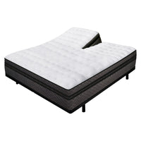 "Split head air mattress in queen size bedroom setting