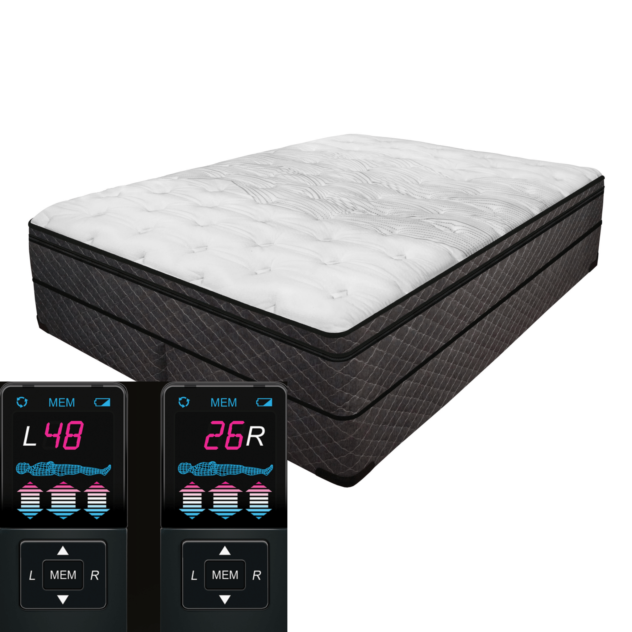 10" Air Adjustable Pillow Top Mattress (dual controls - adjustable firmness) - Beverly Hills Bed