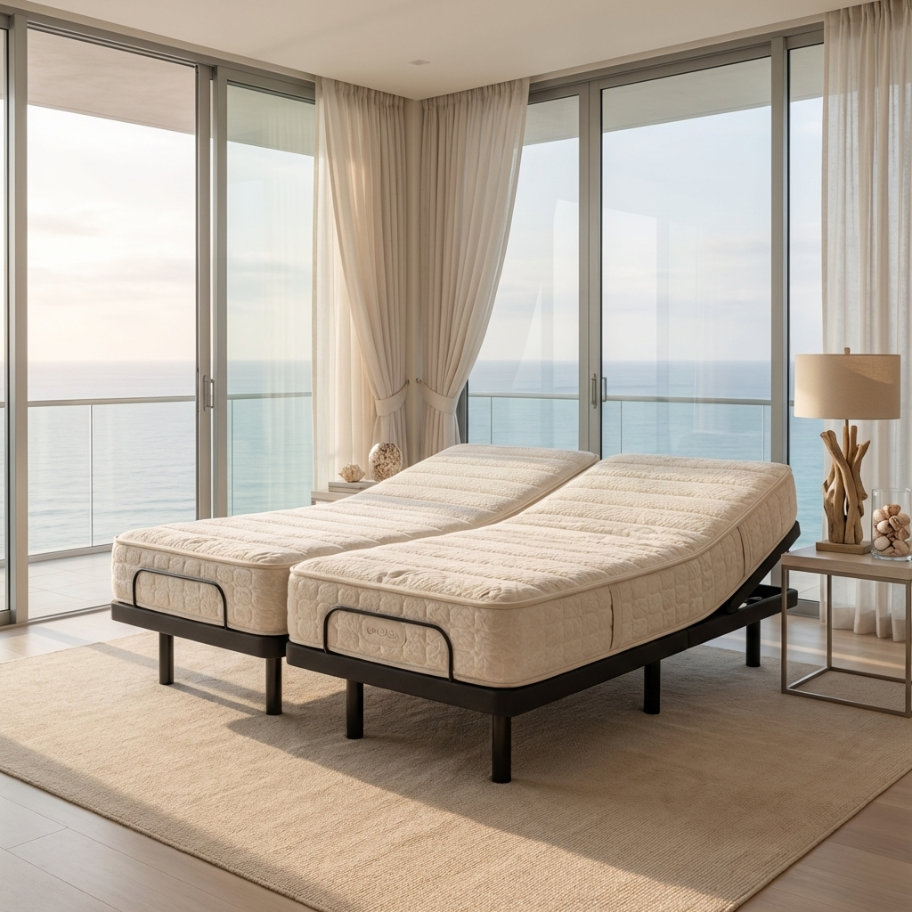 split queen adjustable bed with mattress 