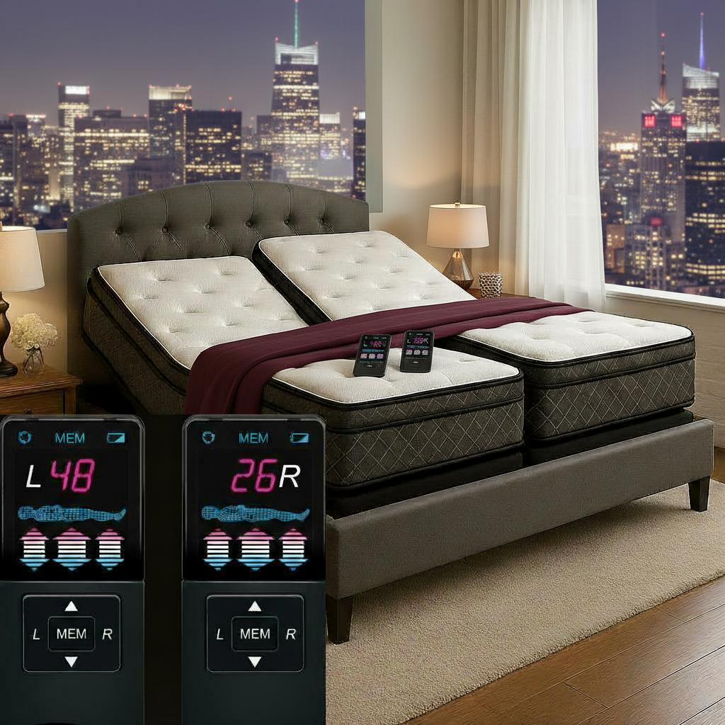 14 split king air bed with dual adjustability and two remote controls 