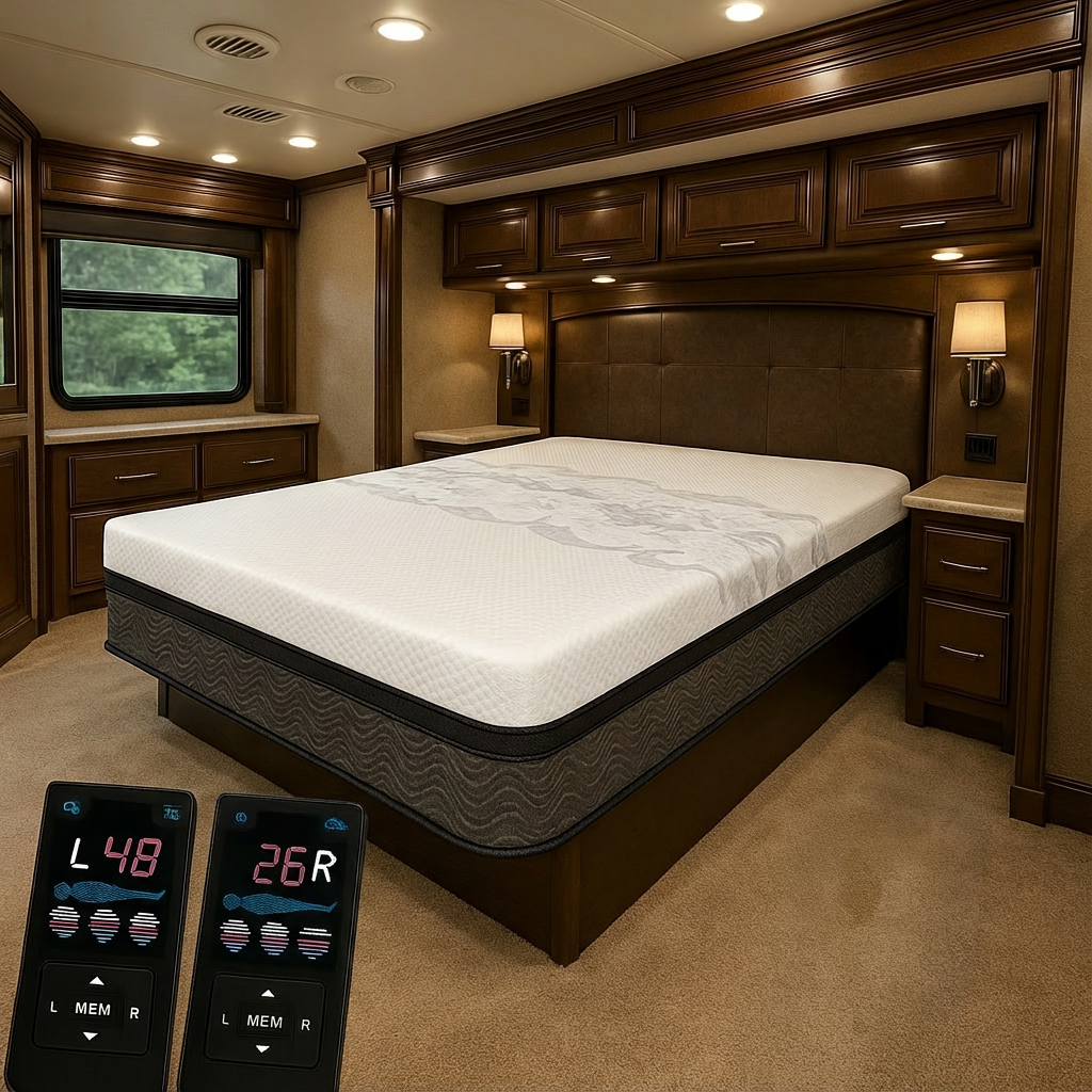 RV premium air mattress with dual wireless remotes 