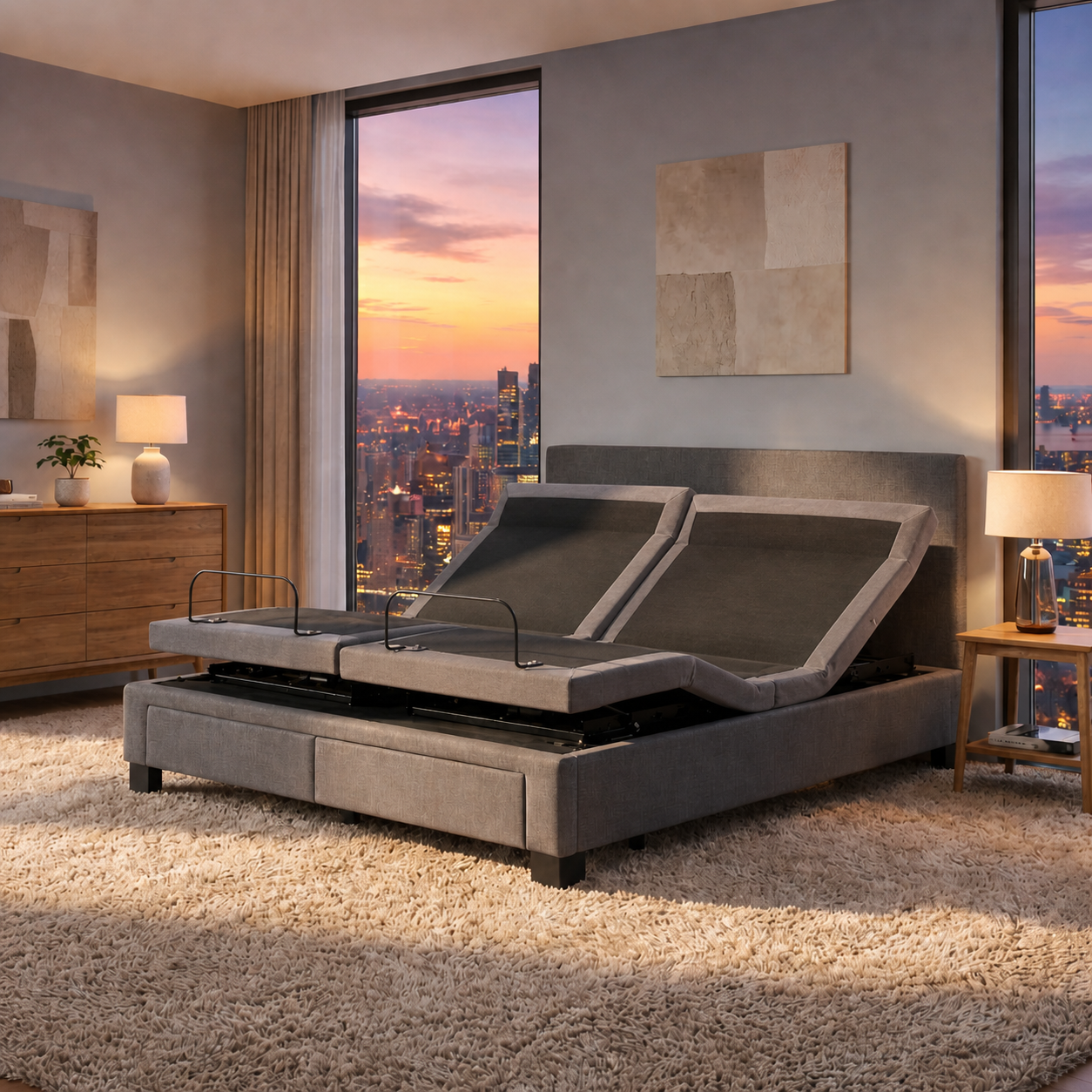 dual king adjustable pillow tilt bed 