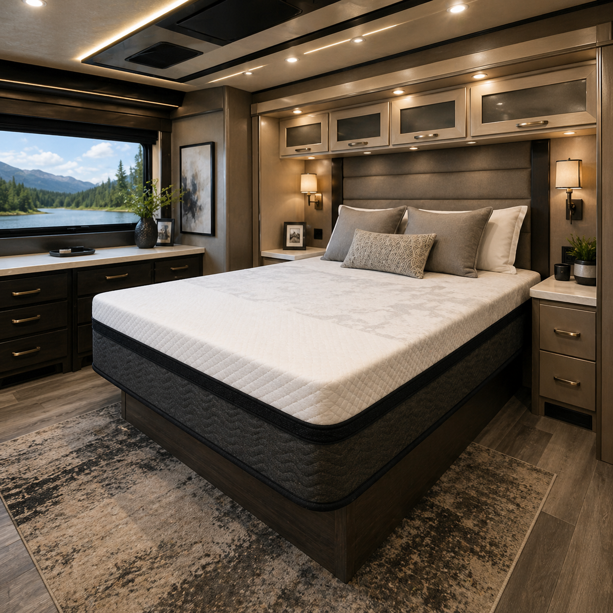 rv air mattress in luxury rv  