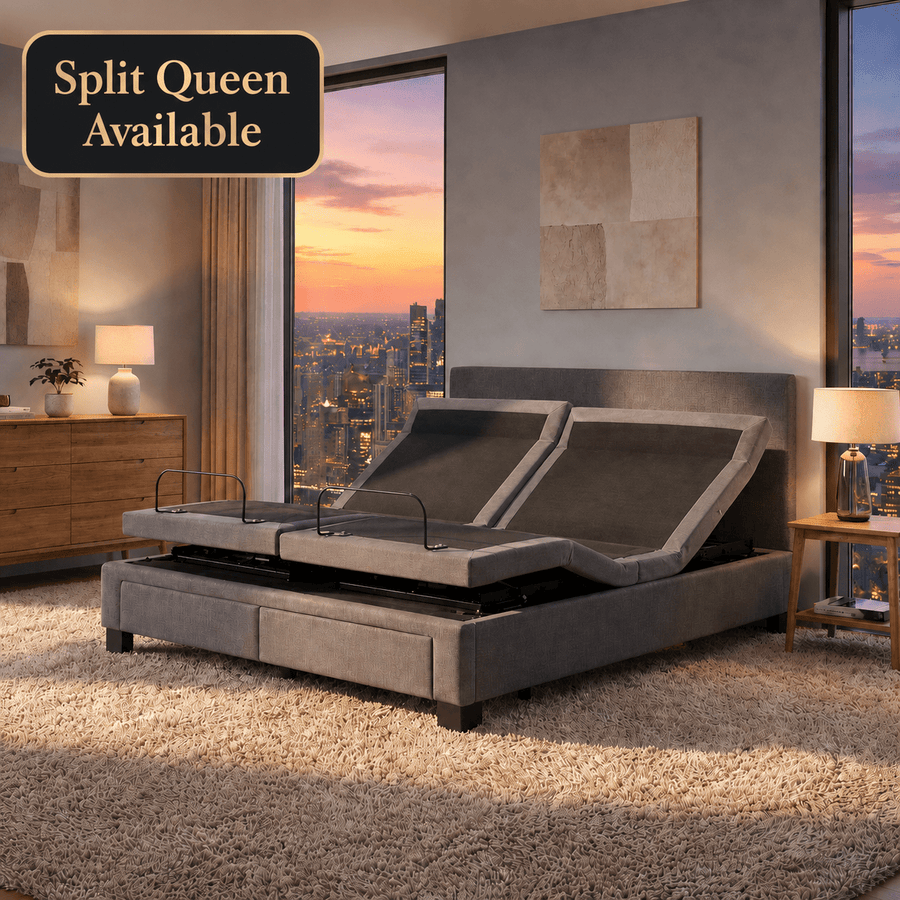 split queen adjustable bed with pillow tilt feature 