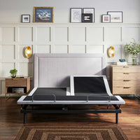 "Split head top king adjustable bed with 12 inch mattress in modern bedroom setting"