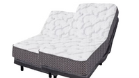 "Split queen adjustable base with dual wireless remote controls and massage features"