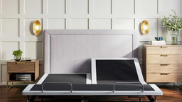 "Split top queen adjustable base showing independent head zones for personalized comfort"