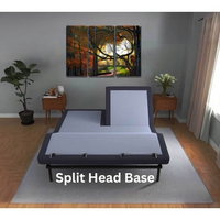 split head adjustable bed base in bedroom 