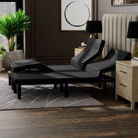 split adjustable bed in bedroom setting 