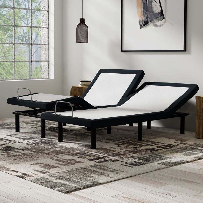 10" Adjustable Firmness Air Mattress & Massaging Adjustable Bed Bundle (firmer feel pillow top)