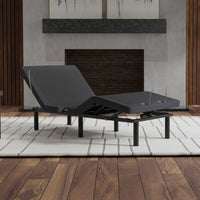 "Wallhugger adjustable base flat position showing premium upholstery and design"