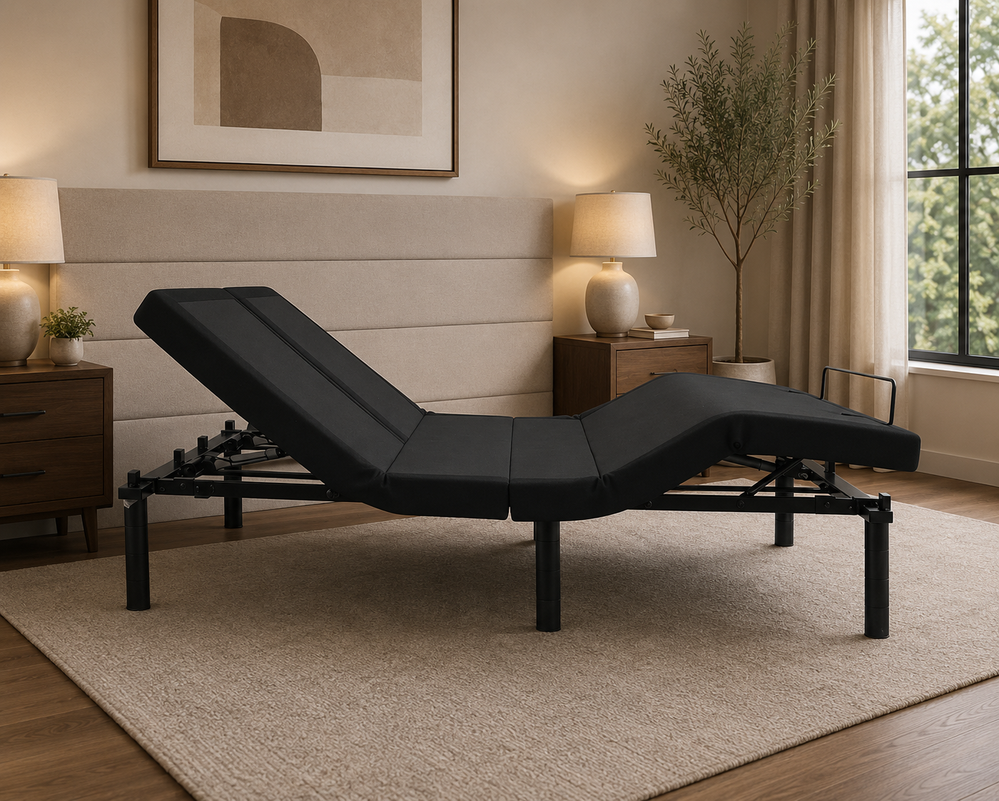 split top adjustable bed frame side view 