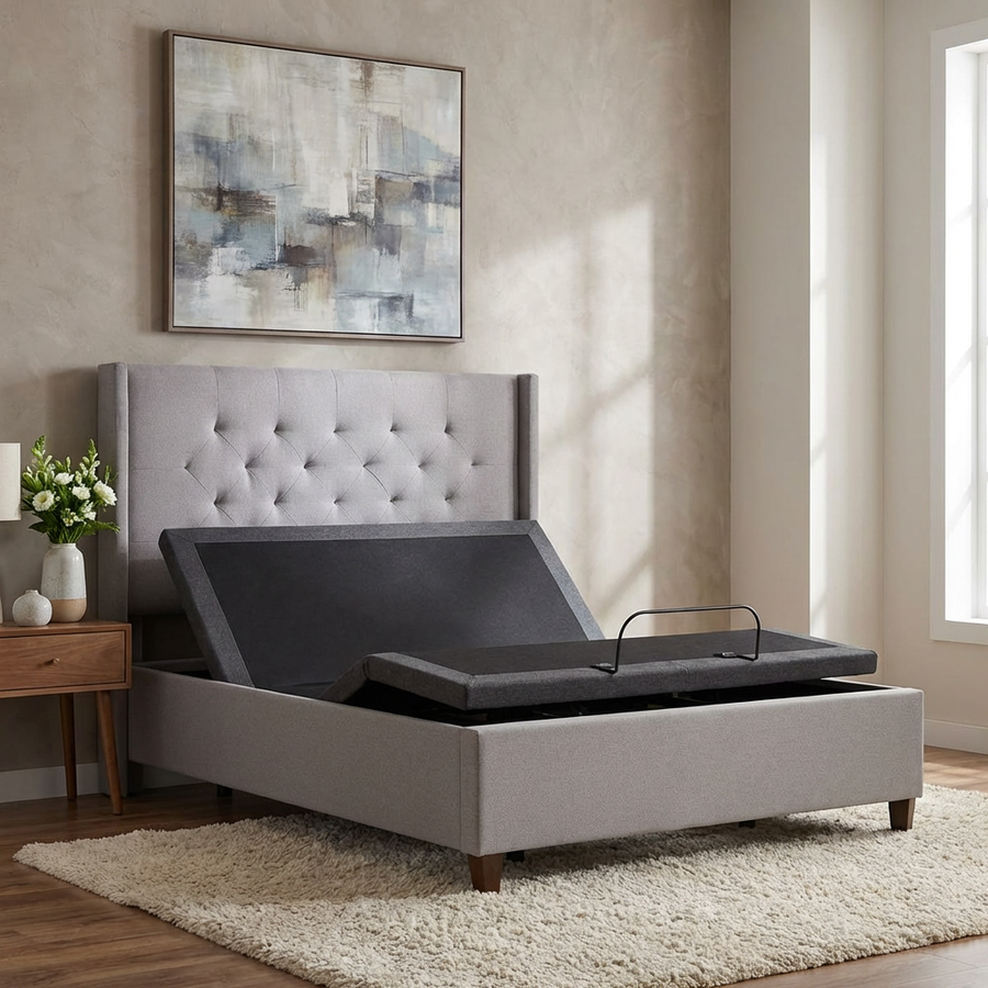 Malouf queen Adjustable bed fits in bedframe