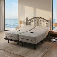 split queen adjustable bed with memory foam mattresses 