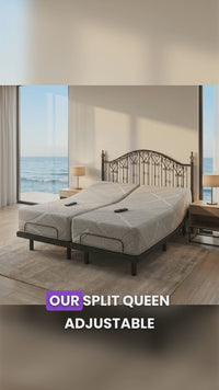 12" Split Queen Memory Foam Mattress (medium cushion & flippable firmer side) + Adjustable Massaging Base