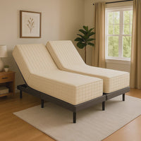  "13 inch natural latex mattress with adjustable comfort layers and massaging base"