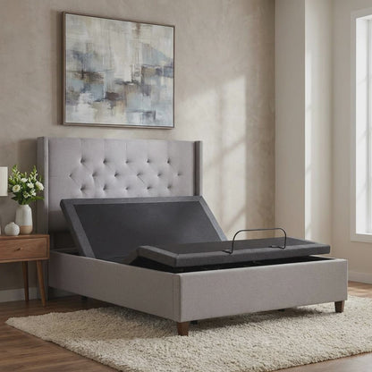 King Malouf adjustable bed in platform base