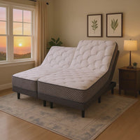 "Split queen 9 inch medium  hybrid mattress with adjustable"