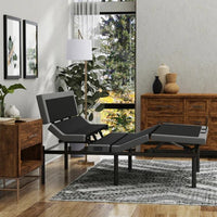 "Rize Contemporary 4 adjustable bed base side view with premium upholstery"