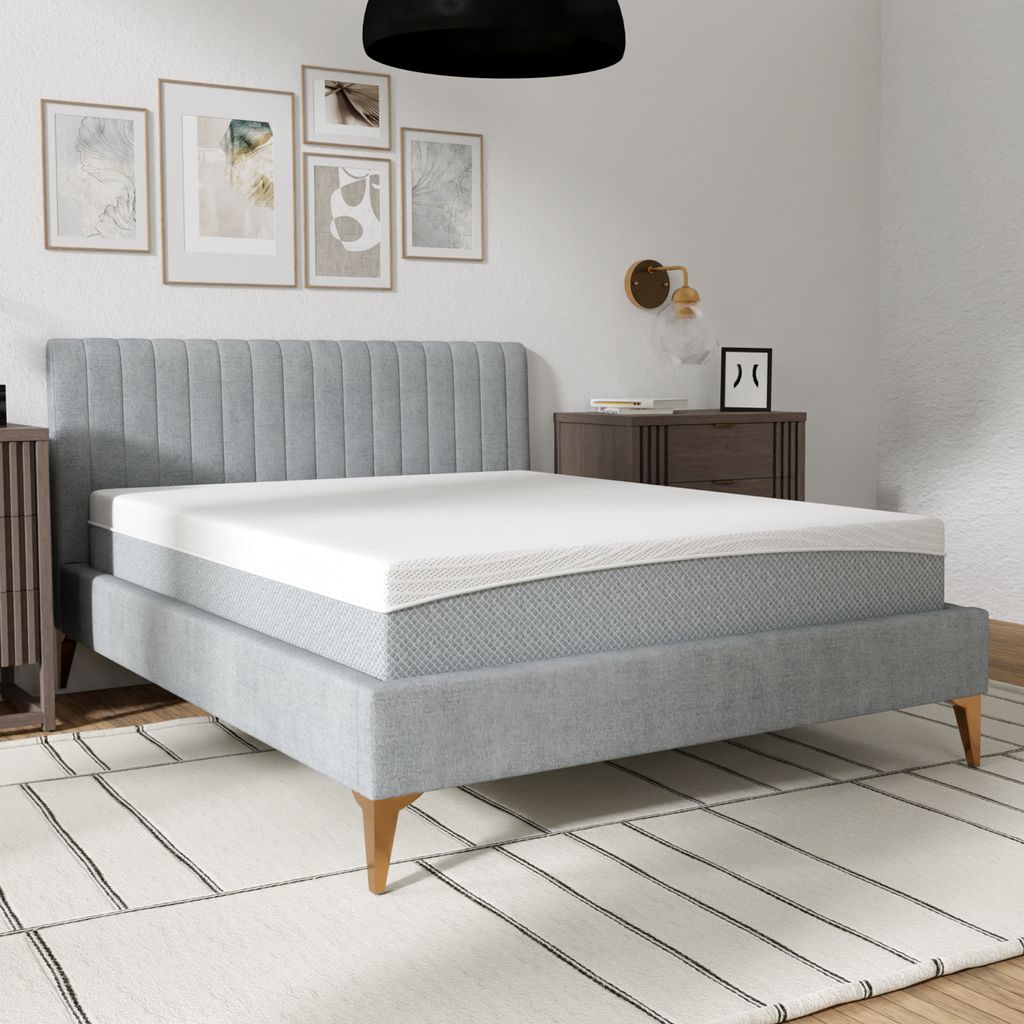 EcoCore Hybrid Mattress medium firm on platform bed in modern bedroom