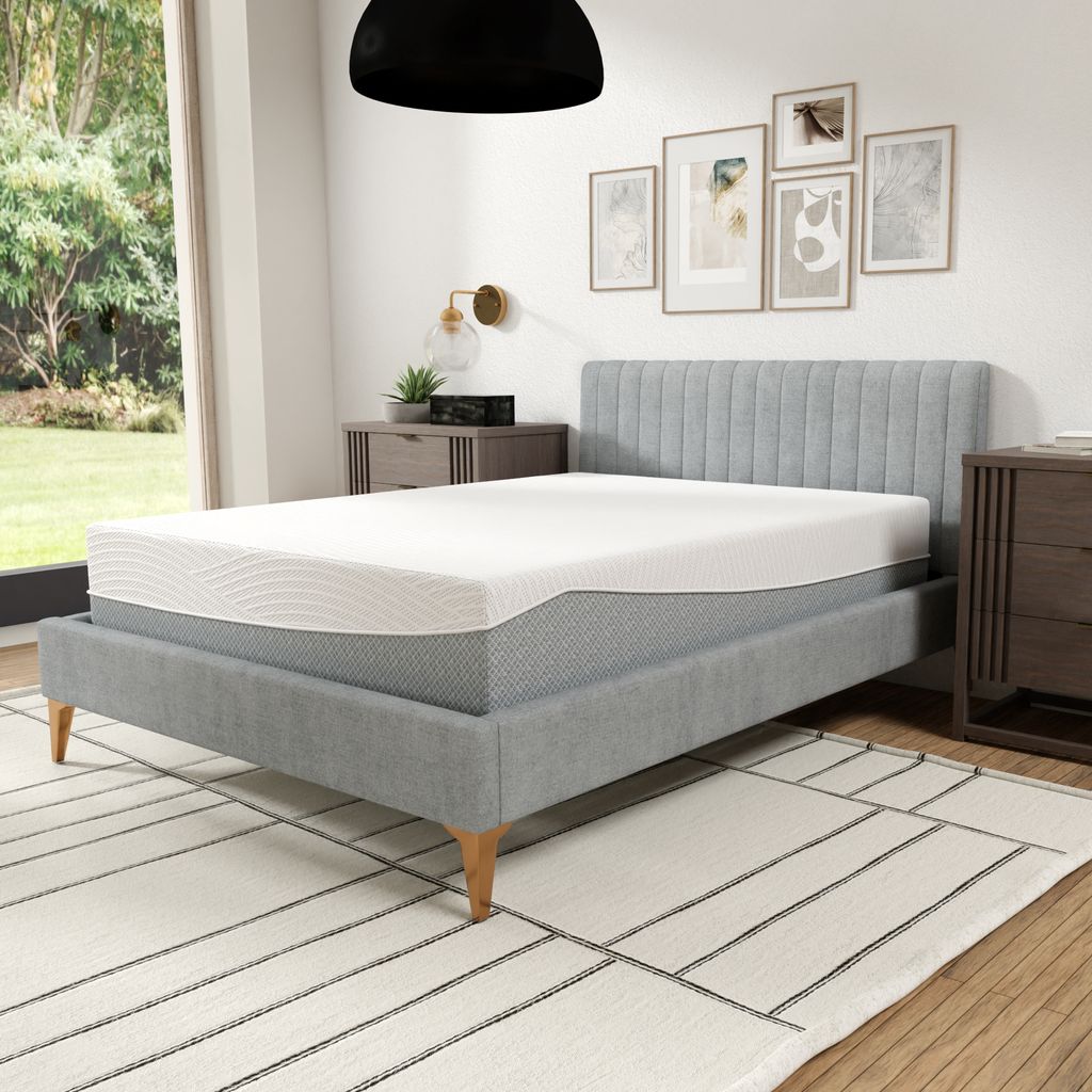  EcoCore Hybrid Mattress 12 inch medium plush on platform bed in modern bedroom