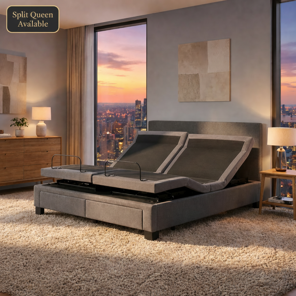 dual Split Queen adjustable bed frame with pillow tilt