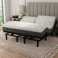 "Split top copper memory foam mattress showing independent head zones and edge support"