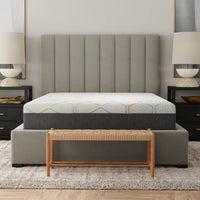 "12 inch copper memory foam mattress flat view showing split top design"