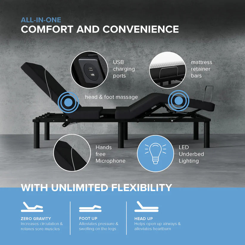Wallhugger Massaging Voice Control Adjustable Bed Base